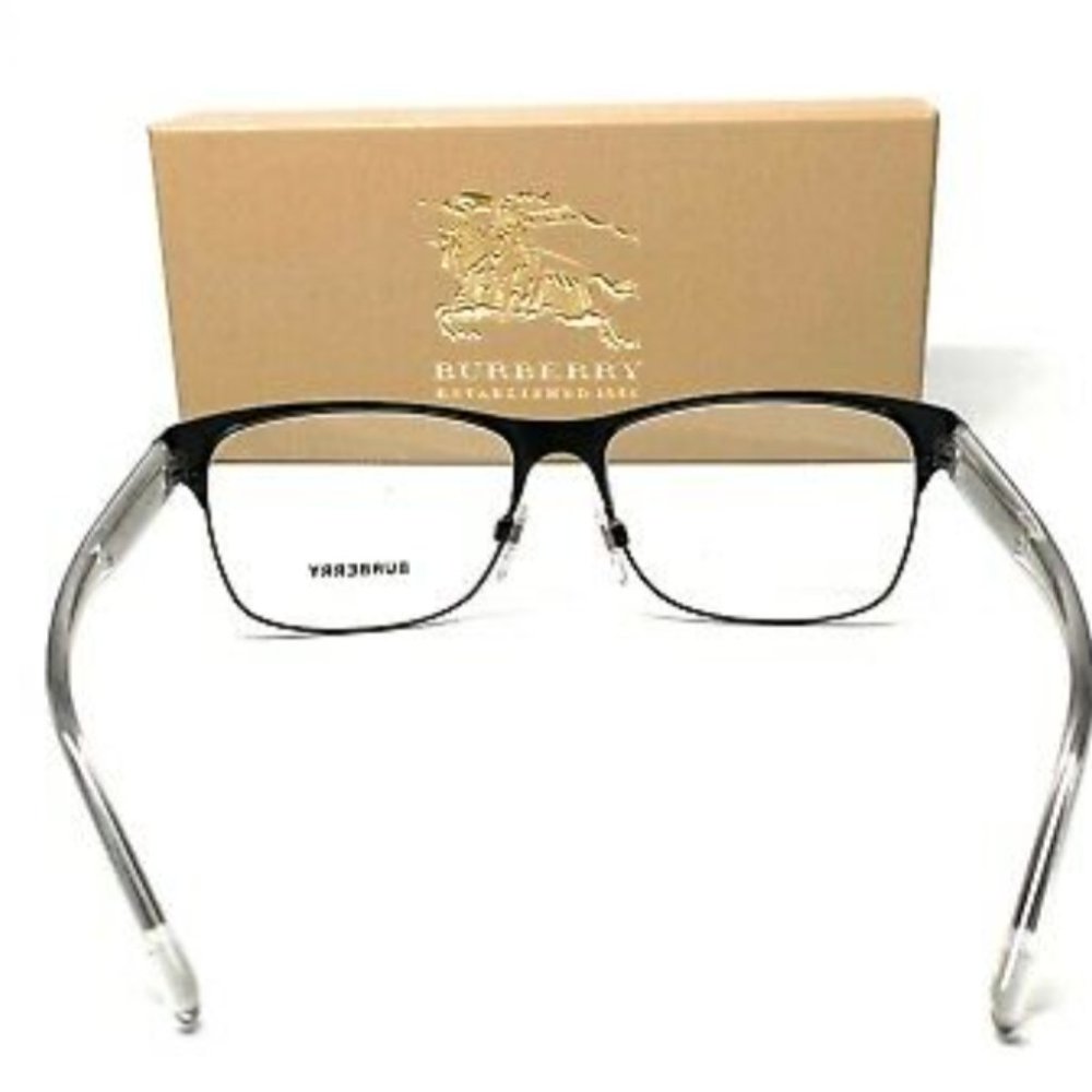Burberry Men's Matte Black Rectangle Eyeglasses! - Picture 4 of 4
